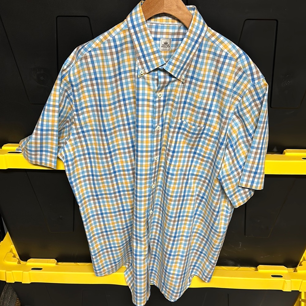 EUC Peter Millar short sleeve button down